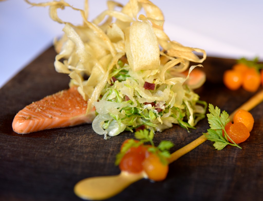 Salmon and Smoke on plate