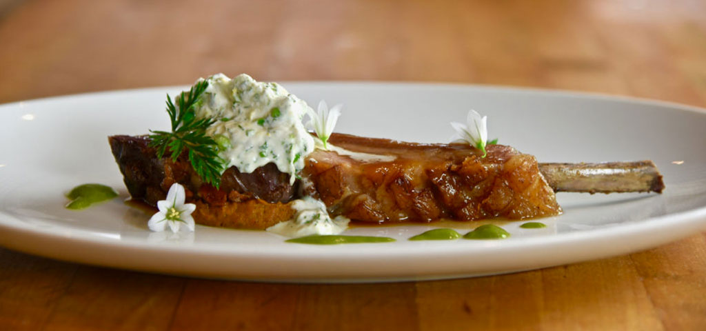 Slow Roasted Rack of Martin Emigh Lamb_ Ash Roasted Nantes Carrots_Spring Sorrel_English Pea “Tzatziki”_DSC_0660